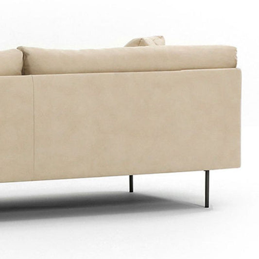 Modern beige faux lederen sofa 38,58 "d smokingarmarmkussens zitplaatsen