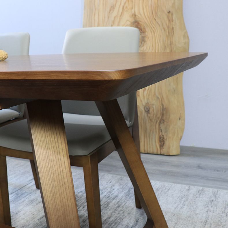Modern Solid Wood Brown Dining Table Rectangle Shape Dining Table with Double Pedestal Bases Clearhalo ' dining_table' 'Dining Tables & Seating' 'Dining Tables' 'furn' 'furn_dining_table' 'Furniture' 'furniture_dining_table' 'Kitchen & Dining Furniture' 'kitchen&dining_furn' 'kitchen' 'kitchen_dining_table' 1200x1200_4f3b75d4-3f04-4e44-9756-47a70369145f