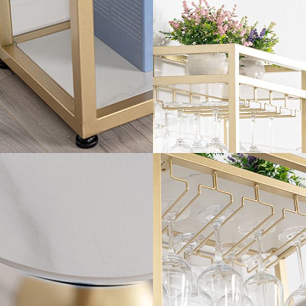 Modern Iron Bistro Table White Faux Marble Top Indoor Bar Dining Table with Wine Rack Clearhalo 'Bar Furniture' 'Bar Tables' 'bar_tables' 'furn' 'furn_bar_tables' 'Furniture' 'furniture_bar_tables' 'Kitchen & Dining Furniture' 1200x1200_4f3cb044-7441-4ccf-b26a-b89acdeaf683