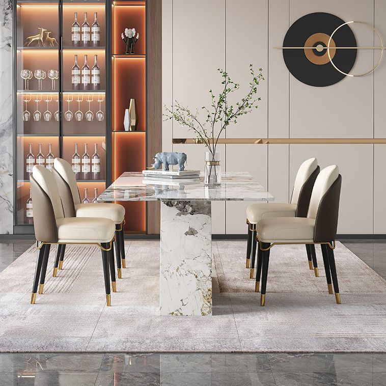 Upholstered Armless Dining Chair Home Faux Leather Dining Side Chair