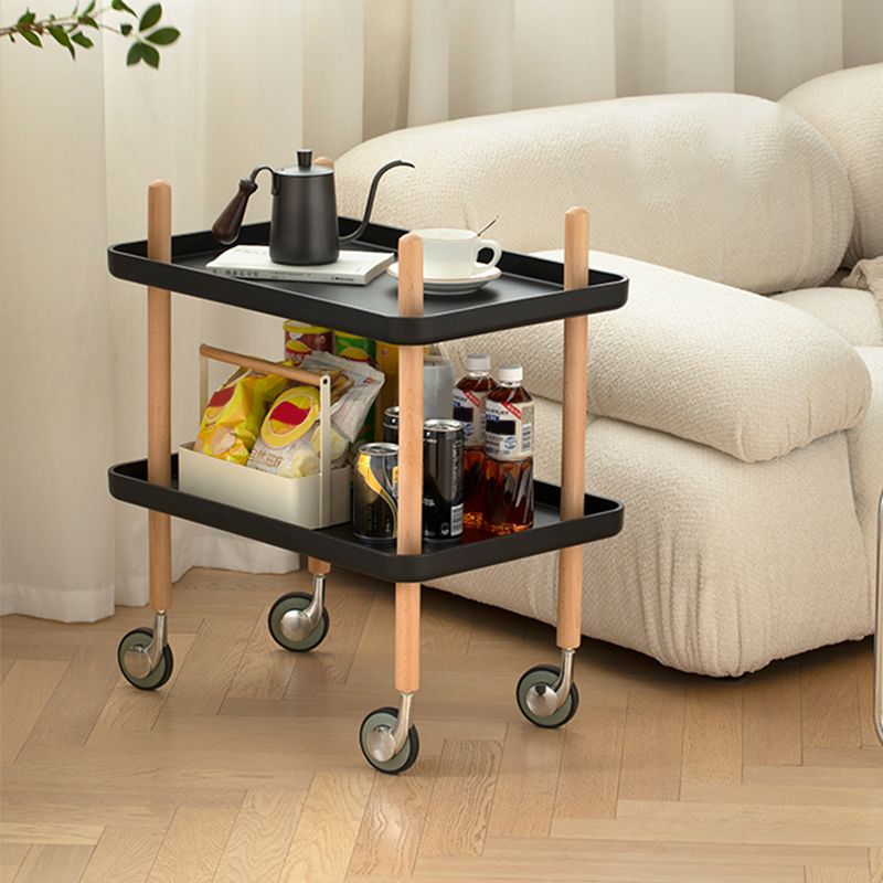 Modern 4 Legs End Table 2-Tier Wooden Accent Side Table for Living Room