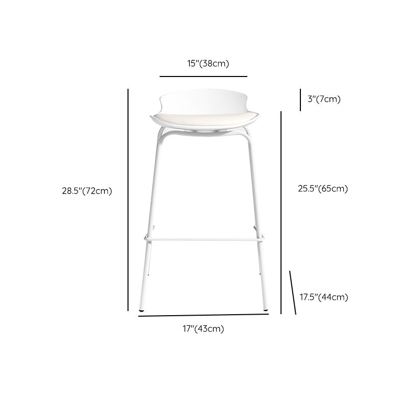 Contemporary Metal Frame Bar Stool White Plastic Bucket Seat for Living Room