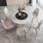 Glam Home Convertible Dining Table Sintered Stone Round Pedestal Table Clearhalo 'Dining Tables & Seating' 'Dining Tables' 'dining_table' 'furn' 'furn_dining_table' 'Furniture' 'furniture_dining_table' 'Kitchen & Dining Furniture' 'kitchen' 'kitchen_dining_table' 1200x1200_4f404b82-ba2f-4fab-8c04-9a1e7eee0323