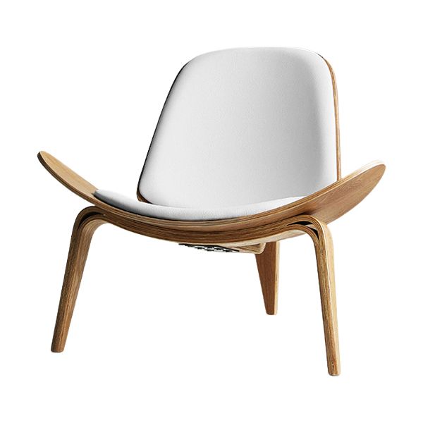 無地の木材と布張りの現代的なダイニングとアクセントの椅子