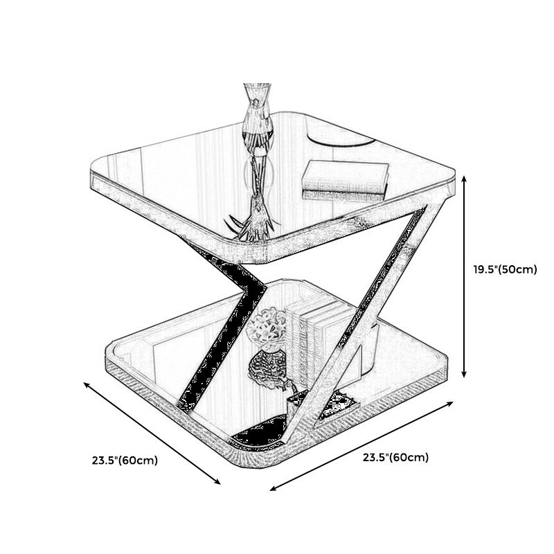 ブラック/ホワイトガラスコーナーテーブル19.69 "ストレージ付きハイエンドテーブル