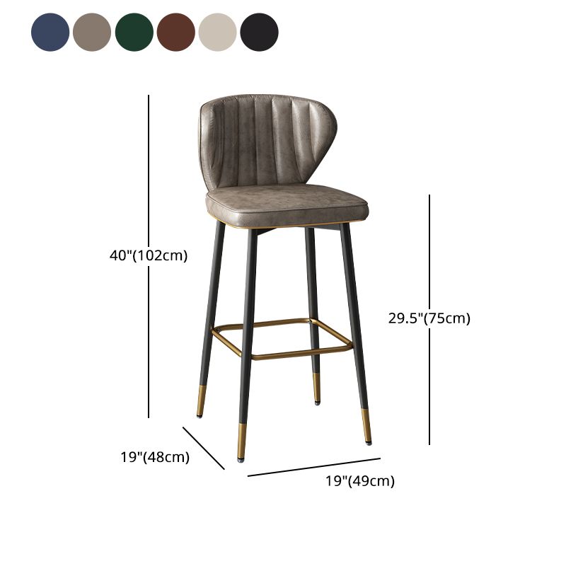 Contemporary Leather Bar Stool Buckets Indoor Low Back Stool with Steel Legs Clearhalo 'Bar Furniture' 'Bar Stools' 'bar_stools' 'furn' 'furn_bar_stools' 'furniture_bar_stools' 'Kitchen & Dining Furniture' 'kitchen&dining_furn' 'kitchen' 'kitchen_furn' Furniture' 1200x1200_4f46d62f-1f89-4ea9-93d3-a77df7458403