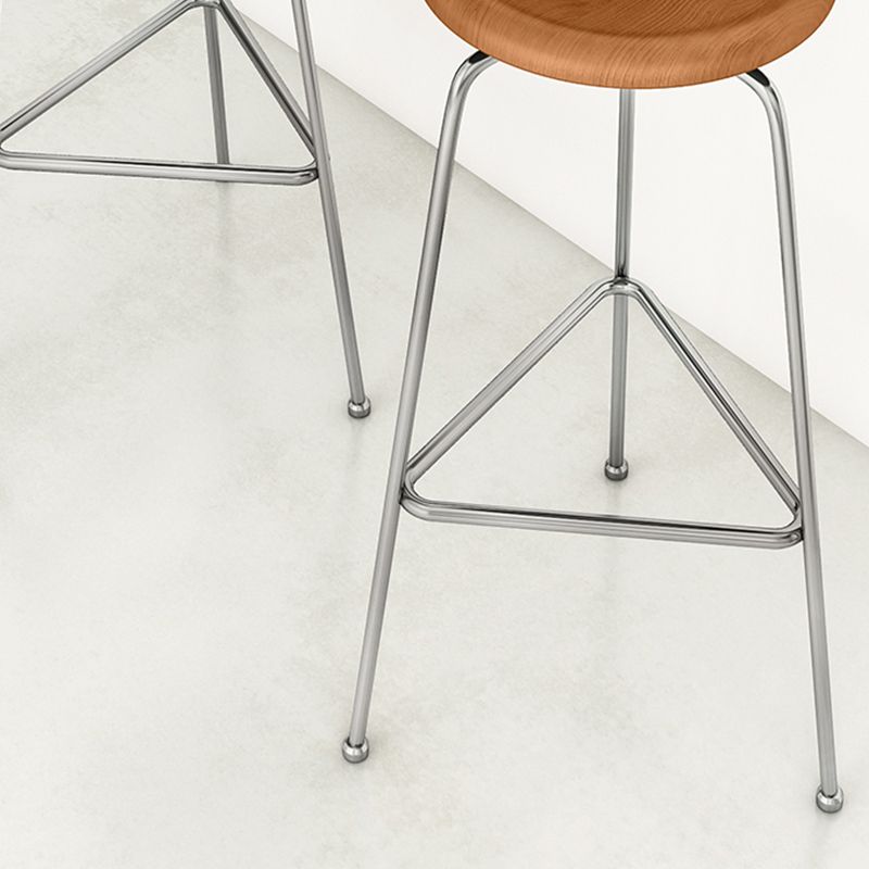 Modern Armless Backless Counter Stool Oak Wood Bar Stool with  Pedal for Cafe