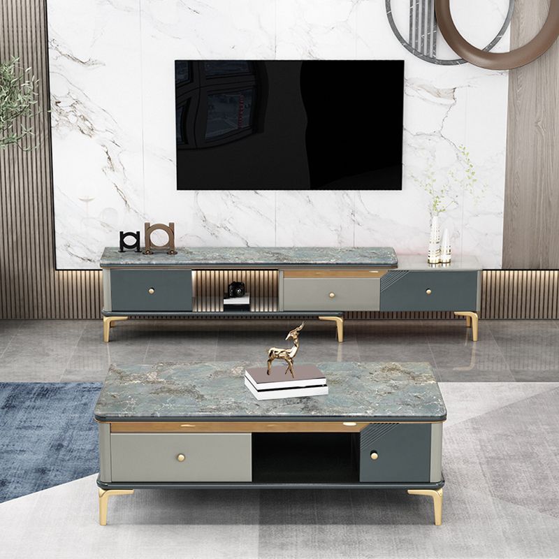 Glam Open Shelving Media Console Stone TV Stand with Drawers for Living Room Clearhalo 'furn' 'furn_tv_stands_entertainment_centers' 'Furniture' 'Living Room Furniture' 'TV Stands & Entertainment Centers' 'TV Stands & Media Storage Furniture' 'tv_stands_entertainment_centers' 1200x1200_4f48c768-73fc-4e27-bff7-b7468f82be7d