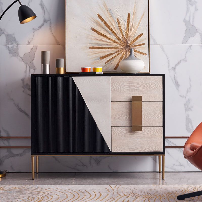 Glam -stijl dressoir houten dressoir met metalen benen voor woonkamer