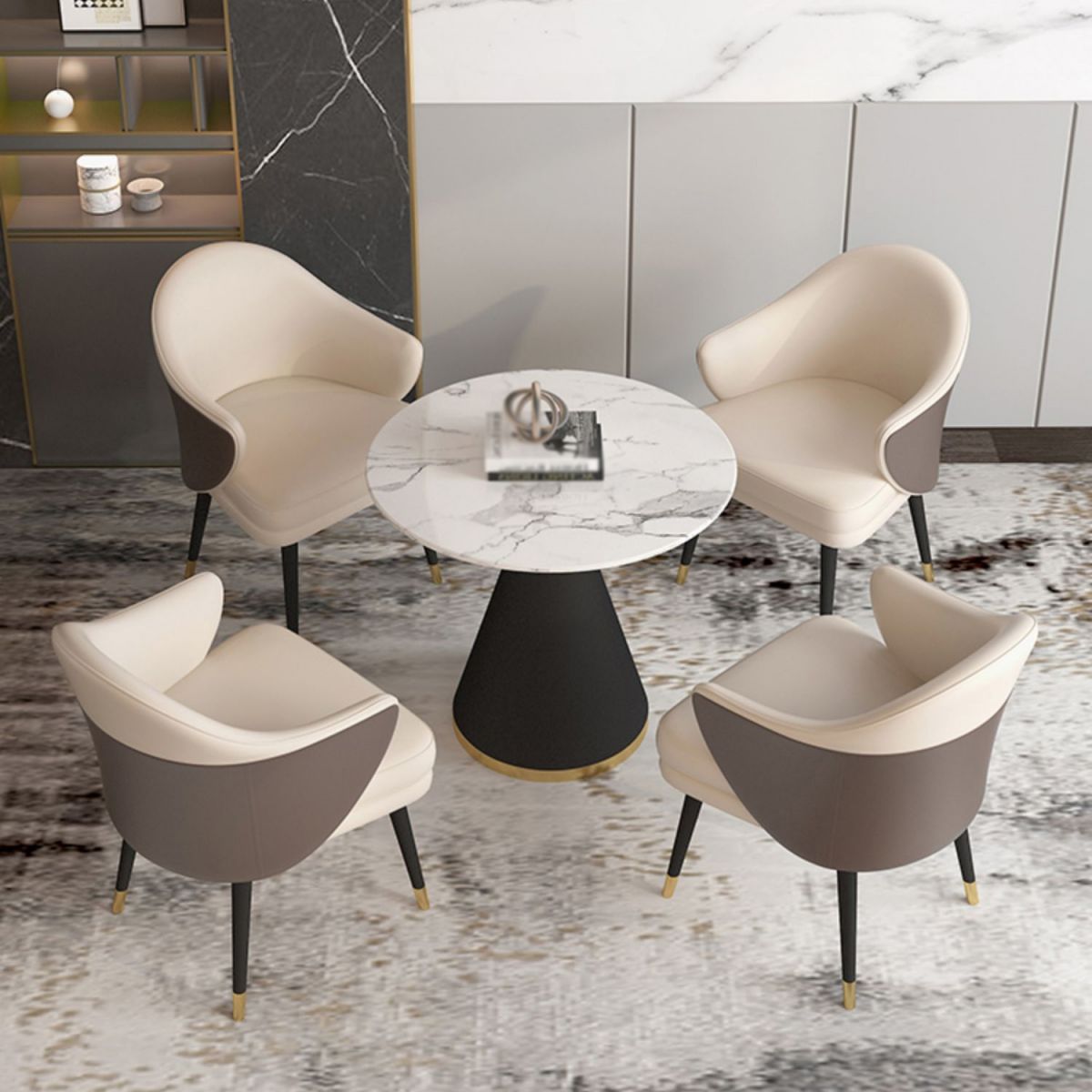 Contemporary Design 1/4/5 Pieces Dining Set Round Dining Room Table Set Clearhalo 'Dining Room Sets' 'Dining Tables & Seating' 'dining_room_set' 'furn' 'furn_dining_room_set' 'Furniture' 'furniture_dining_room_set' 'Kitchen & Dining Furniture' 'kitchen&dining_furn' 'kitchen' 1200x1200_4f4b9e7b-165d-4a1f-aa04-b320e4abb650