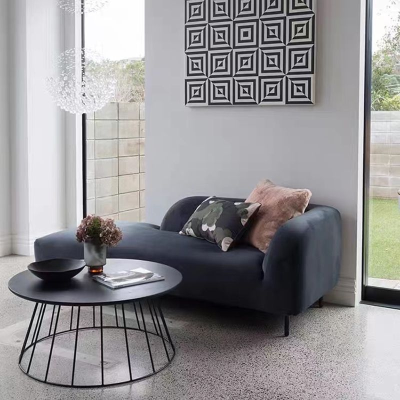 Living Room Chaise Square Arms Modern Chaise Lounge with Linen Upholster