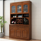 現代的なダイニングハッチラバーウッドガラスドアドロワー付きビュッフェキャビネット