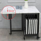 Modern Foldable Dining Table Rectangle Glass Tabletop with Metal Trestle Base