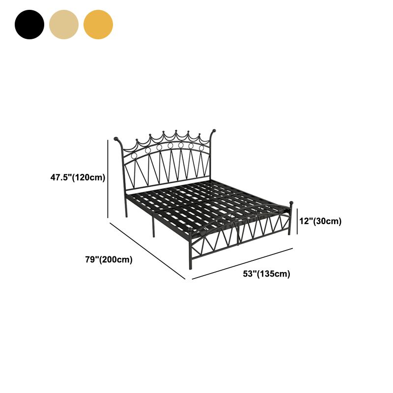 Crown Glam Headboard Bed Open-Frame Metal Bed With Footboard