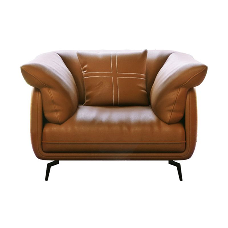 Modern Style with Pillow Back Leather/napa Upholstered Brown Sofa Clearhalo 'furn' 'furn_sofas' 'Furniture' 'furniture_sofas' 'kitchen' 'kitchen_sofas' 'Living Room Furniture' 'Sofa' 'sofas' 1200x1200_4f53b5e3-e3a7-4491-8661-0851f4722ace