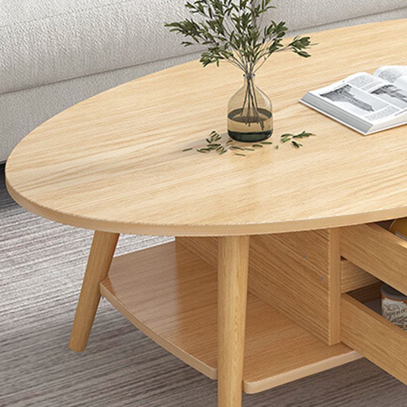 Contemporary Wooden Coffee Table 4 Legs Cocktail Table with Shelf Clearhalo 'Coffee & Accent Tables' 'Coffee Tables' 'coffee_tables' 'furn' 'furn_coffee_tables' 'Furniture' 'Living Room Furniture' 1200x1200_4f53cf6e-77b9-4b5e-983e-39a3704456da