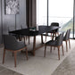 Matte Black Top Dinette Table with Wooden Frame Modern Indoor Dining Table