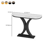 12 Inch Wide Glam Accent Table Half Moon Metal Console Table for Hall