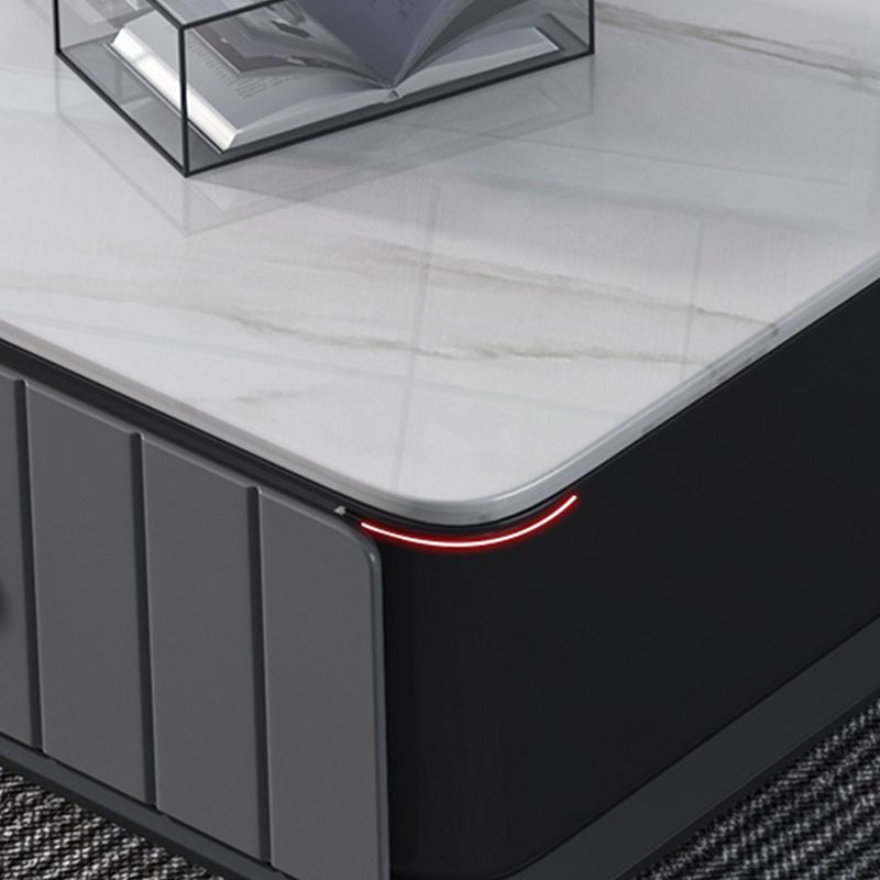 Mesa de cóctel de café de 4 piernas con cajones de almacenamiento Top de pizarra moderna