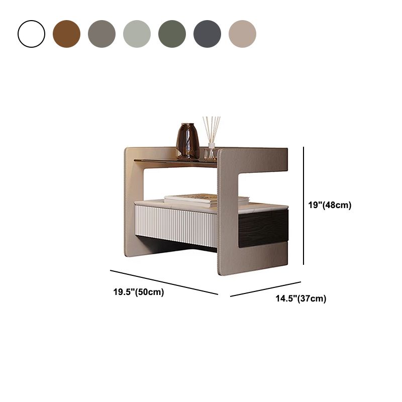 Zeitgenössischer 1 - Schubladenglas/Stein Nachttisch 18,9 "großer Nachtstand