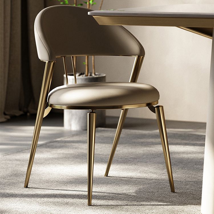 Glam -stijl armloze eetkamerstoelen faux lederen open achterkant eetstoelstoel