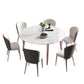 Mesa de comedor contemporánea con base metálica Mesa de comedor de piedra rectangular