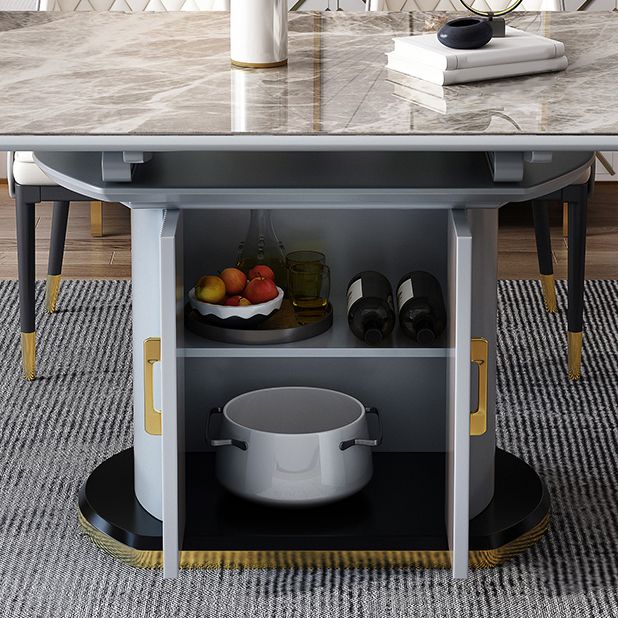 Modern Style Sintered Stone Dining Table Drop-Leaf Round Table with Metal Base Clearhalo ' dining_table' 'Dining Tables & Seating' 'Dining Tables' 'furn' 'furn_dining_table' 'Furniture' 'furniture_dining_table' 'Kitchen & Dining Furniture' 'kitchen&dining_furn' 'kitchen' 'kitchen_dining_table' 1200x1200_4f5825d5-3c1d-4be7-8cab-7265a108dd72
