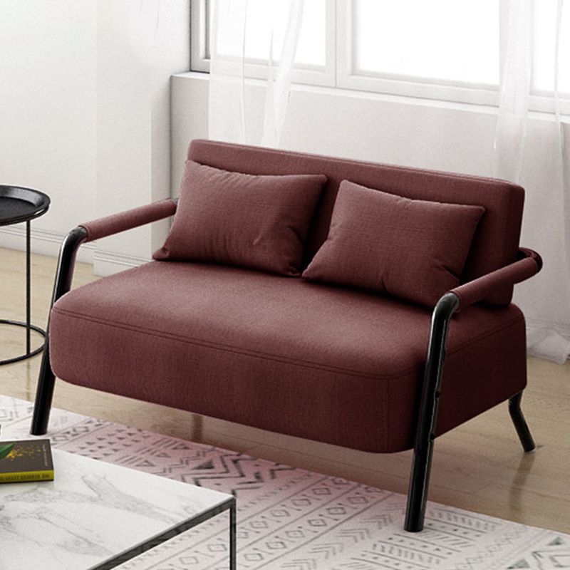 Divano contemporaneo con 2 cuscini di divano nero a braccio quadrato standard