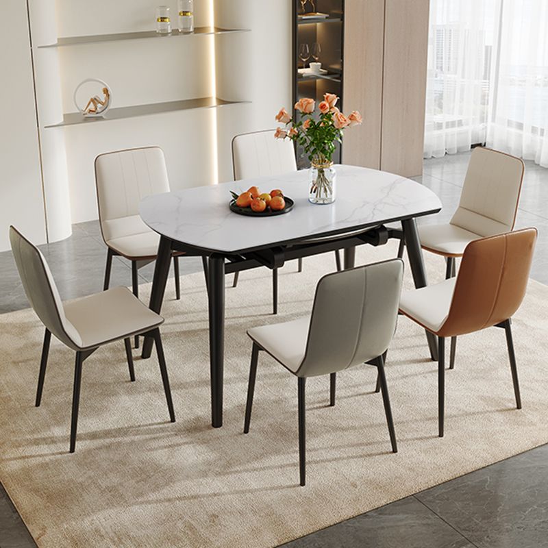 Stone Top Foldable Dining Table Set 1/2/5/7 Pieces White  Dining Set for Home