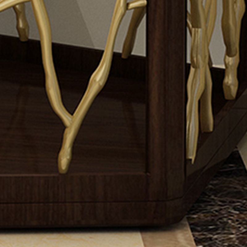 15" Wide Glam Corner Table Solid Wood Gold Accent Side Table