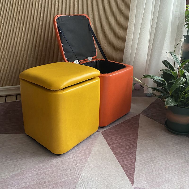 Ottomano solido moderno moderno resistente al pouf in pelle finta con deposito