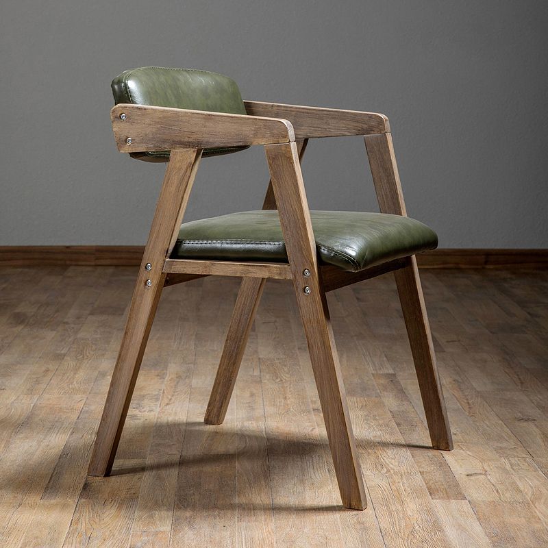 PU Leather Upholstered Dining Arm Chair Open Back Armchair with Wood Legs Clearhalo ' kitchen&dining_furn' 'Dining Chairs' 'Dining Tables & Seating' 'dining_chair' 'furn' 'furn_dining_chair' 'Furniture' 'furniture_dining_chair' 'Kitchen & Dining Furniture' 'kitchen' 1200x1200_4f5db666-e184-4b31-aad4-a7965f51eff1