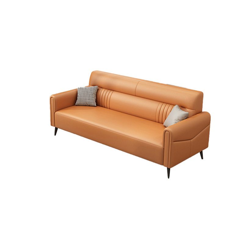 縫う枕バックスクエアアームコットンブレンドとフェイクレザーのセッピーソファ