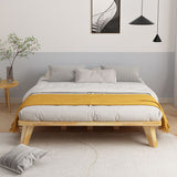 Natural Upholstered Wooden Bed Frame Nordic 13.39" H Platform Bed