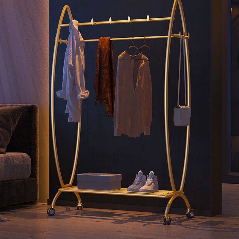 Glam Coat Rack Metal 2 Soporte de estantería de almacenamiento de riel colgante con 4 ganchos