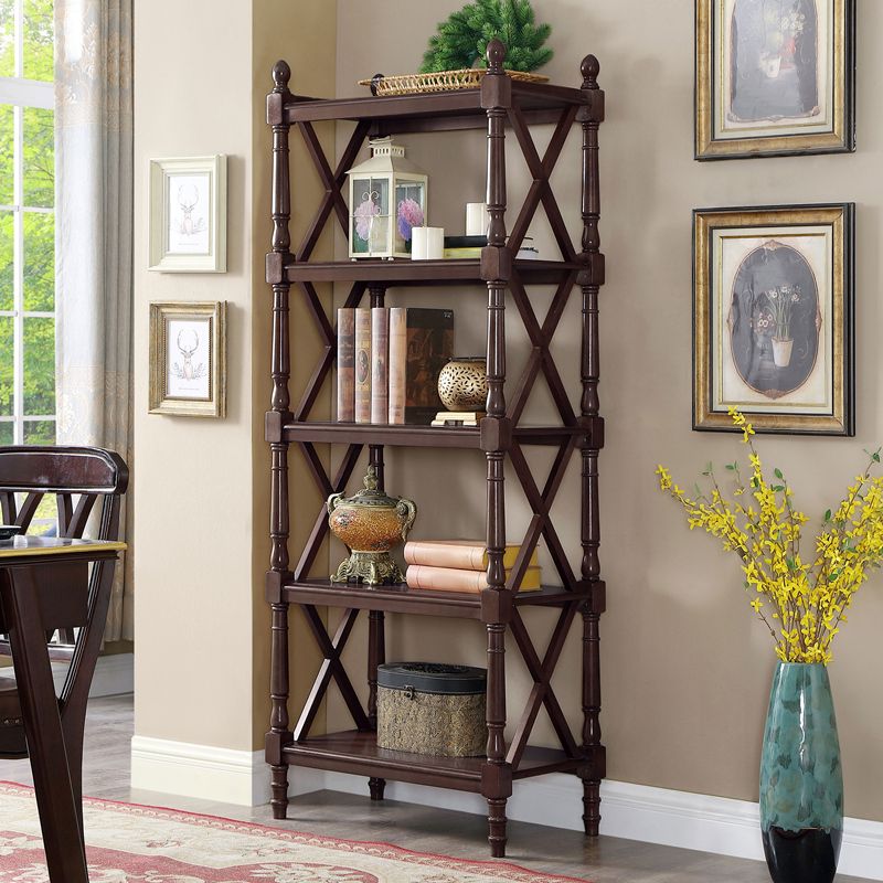 Solid Wood Standard Bookcase Modern Fixed Bookshelf for Home Office ...
