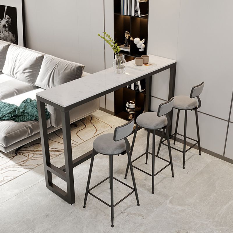 Table à manger en pierre de barre de bar à barre rectangle moderne avec piédestal à chevalet pour salle à manger