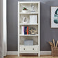 Standard Wooden Bookshelf Closed Back Contemporary Bookcase with Drawers