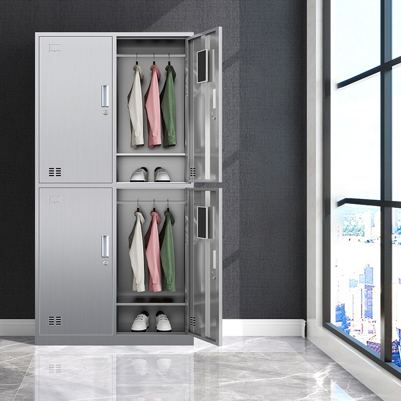 Chrome Steel Cabinet for Bathroom Modern Indoor Storage Cabinet with Hinged Doors Clearhalo 'Armoires & Wardrobes' 'armoires_wardrobes' 'Bedroom Furniture' 'furn' 'furn_armoires_wardrobes' 'Furniture' 1200x1200_4f652067-9ccb-4672-8495-aa64e9c1f4c0
