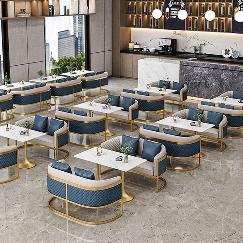 Golden Base Dining Table Medieval Modern Style Stone Table for Indoor