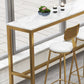 Table de bar rectangulaire en marbre artificielTable de bistro luxueuse avec base à tréteaux en or