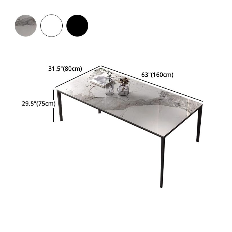 Stone Rectangular Dining Table 4 Legs Furniture with Steel Base for Home Clearhalo 'Dining Tables & Seating' 'Dining Tables' 'dining_table' 'furn' 'furn_dining_table' 'Furniture' 'furniture_dining_table' 'Kitchen & Dining Furniture' 'kitchen' 'kitchen_dining_table' 1200x1200_4f673972-64ca-481d-a527-d2d7352fb2ce