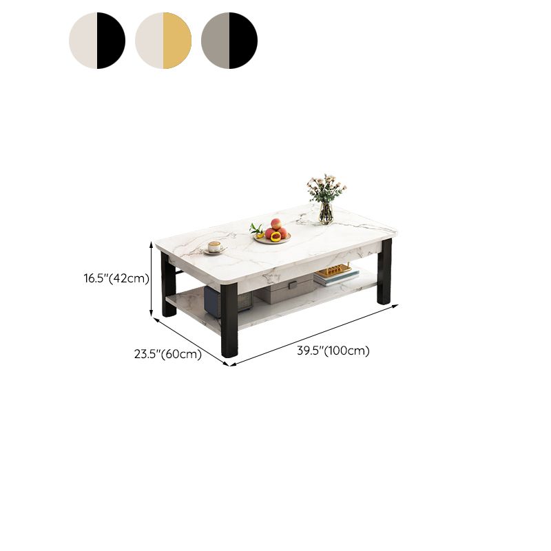 Mesa de centro contemporánea de 16" de alto, mesa de cóctel de café rectangular de piedra