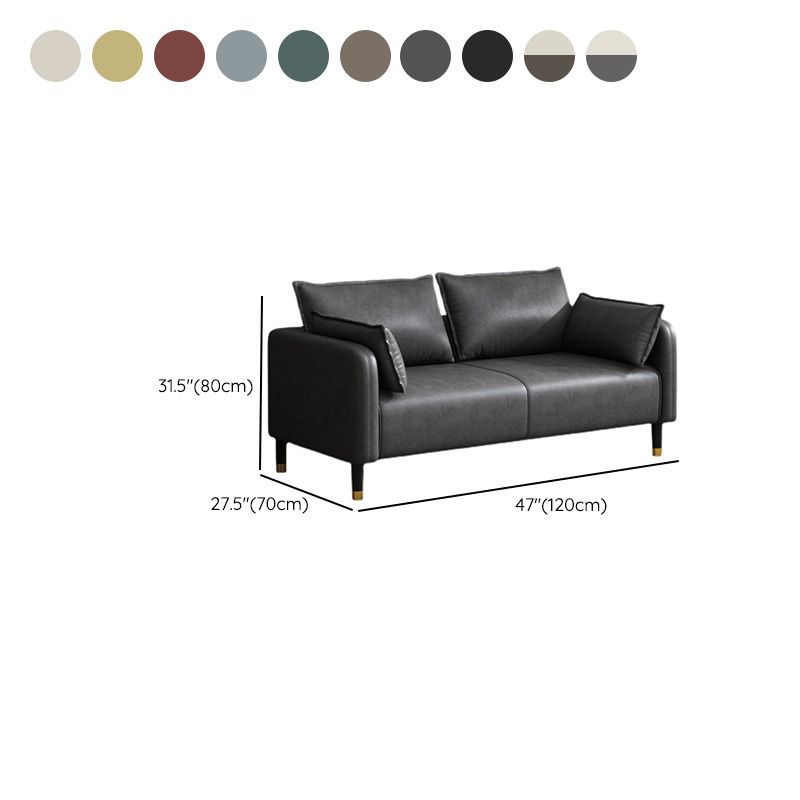 Faux Leather Sofa 31.49" High Square Arm Sofa with 2 Pillows
