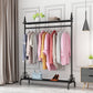 Industrial Metallic Coat Hanger Free Standing Double Shelves Coat Rack for Living Room