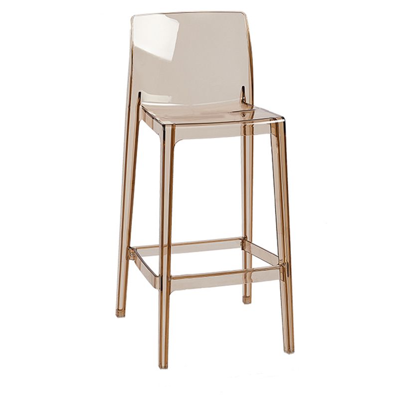 Contemporary Plastic Transparent Backrest Counter High Stool with 4 Legs