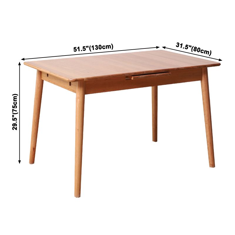 Extendable Cherry Wood Dining Table in Nature Rectangle Kitchen Table with 4 Legs Clearhalo ' dining_table' 'Dining Tables & Seating' 'Dining Tables' 'furn' 'furn_dining_table' 'Furniture' 'furniture_dining_table' 'Kitchen & Dining Furniture' 'kitchen&dining_furn' 'kitchen' 'kitchen_dining_table' 1200x1200_4f6d613c-187b-4ef2-8484-f0471bf12735