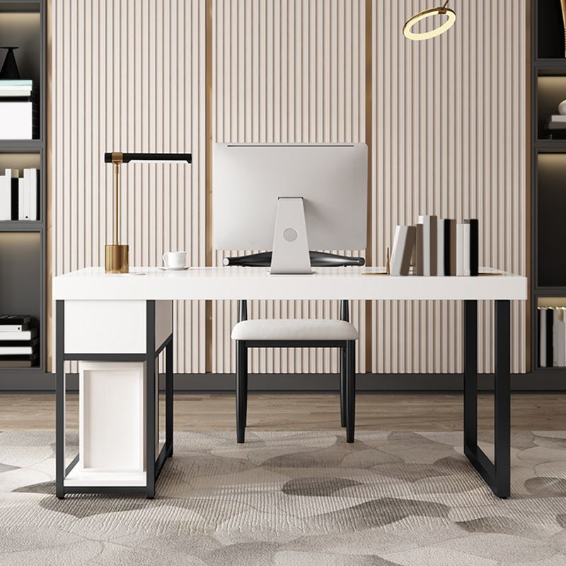 Witte eigentijdse stijl houten computerbureau rechthoekige kantoorbureau