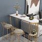 Industrial Bar Table Set 1/3 Pieces Stone Counter Table with Upholstered Stools