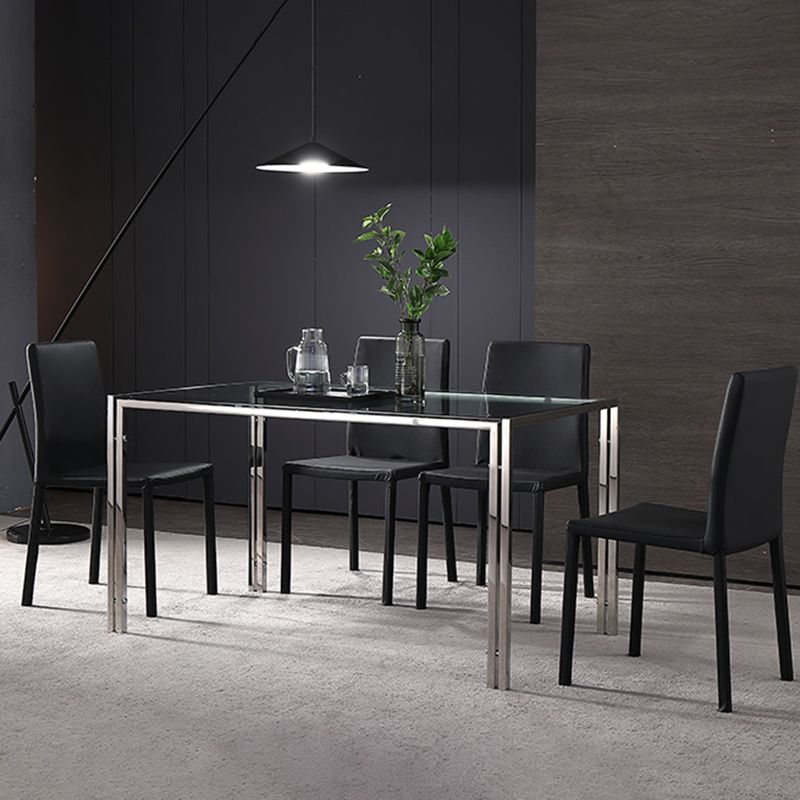 Contemporary Style Tempered Glass Top Dining Table 4 Legs Table for Dining Room Clearhalo ' dining_table' 'Dining Tables & Seating' 'Dining Tables' 'furn' 'furn_dining_table' 'Furniture' 'furniture_dining_table' 'Kitchen & Dining Furniture' 'kitchen&dining_furn' 'kitchen' 'kitchen_dining_table' 1200x1200_4f71fd56-d70e-43ad-9e68-f157ff388d48